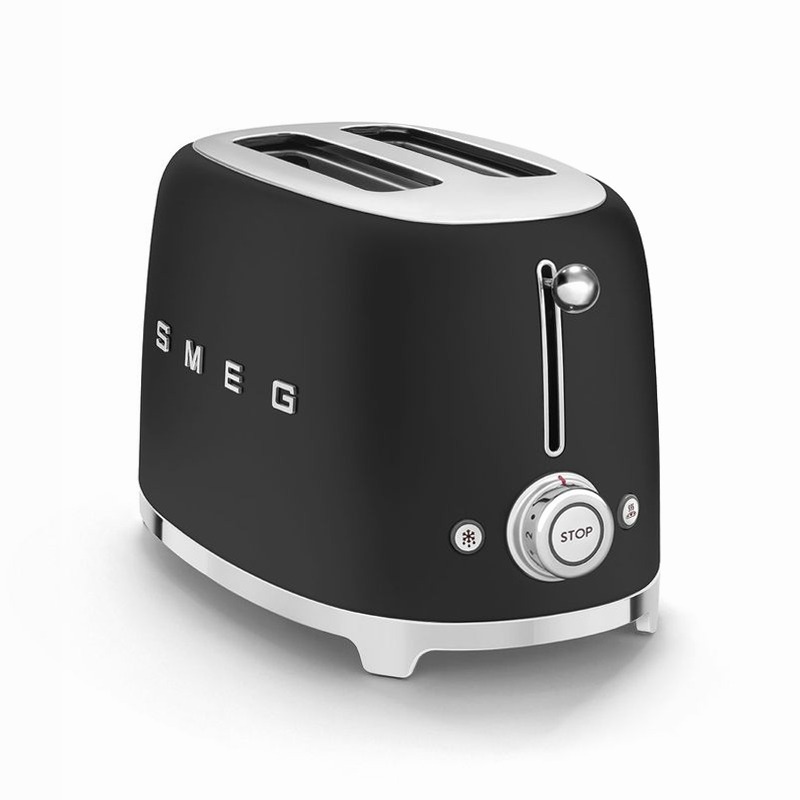 Tostapane Nero 2 Fette Opaco Estetica 50's Style Acciaio