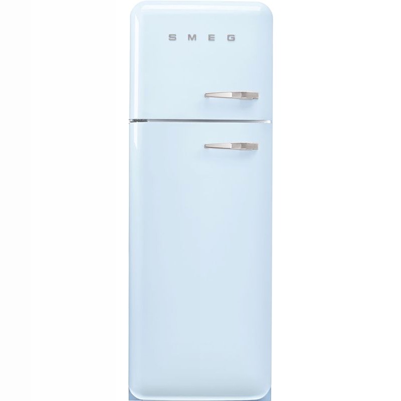 Frigorifero Azzurro Doppia-Porta, Stile 50's Cromo C Libera