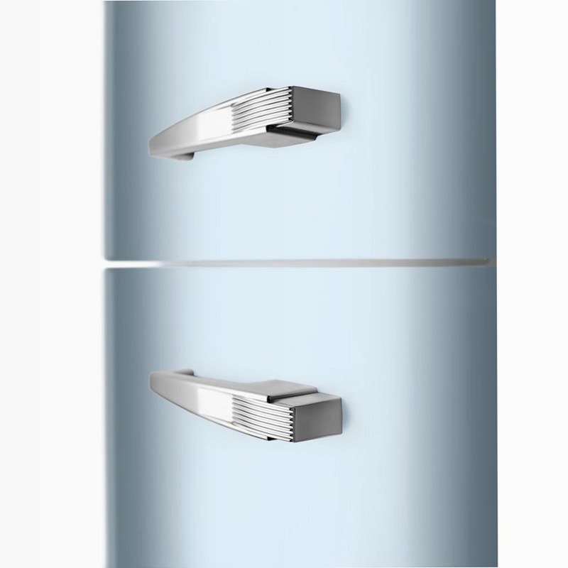 Frigorifero Azzurro Doppia-Porta, Stile 50's Cromo C Libera