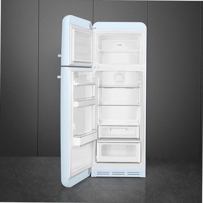 Frigorifero Azzurro Doppia-Porta, Stile 50's Cromo C Libera