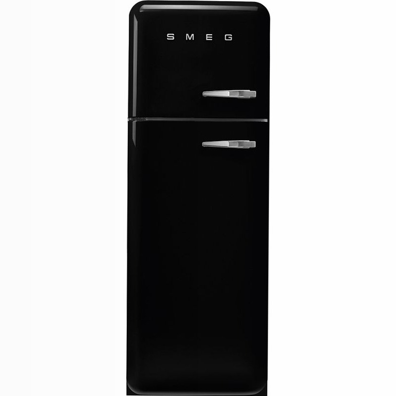 Frigorifero Nero Doppia-Porta, Stile 50's Cromo C Libera