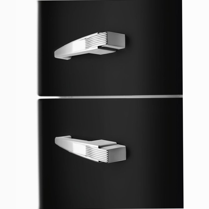 Frigorifero Nero Doppia-Porta, Stile 50's Cromo C Libera