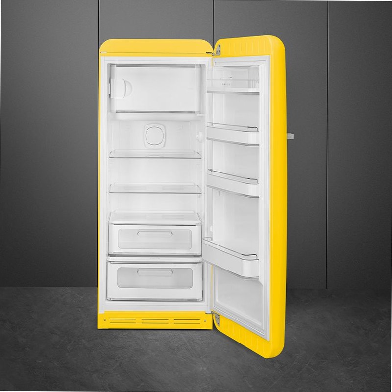 Frigorifero Giallo Monoporta 50's Style Cromo C Libera