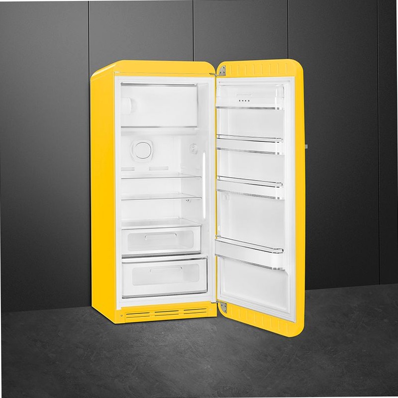Frigorifero Giallo Monoporta 50's Style Cromo C Libera