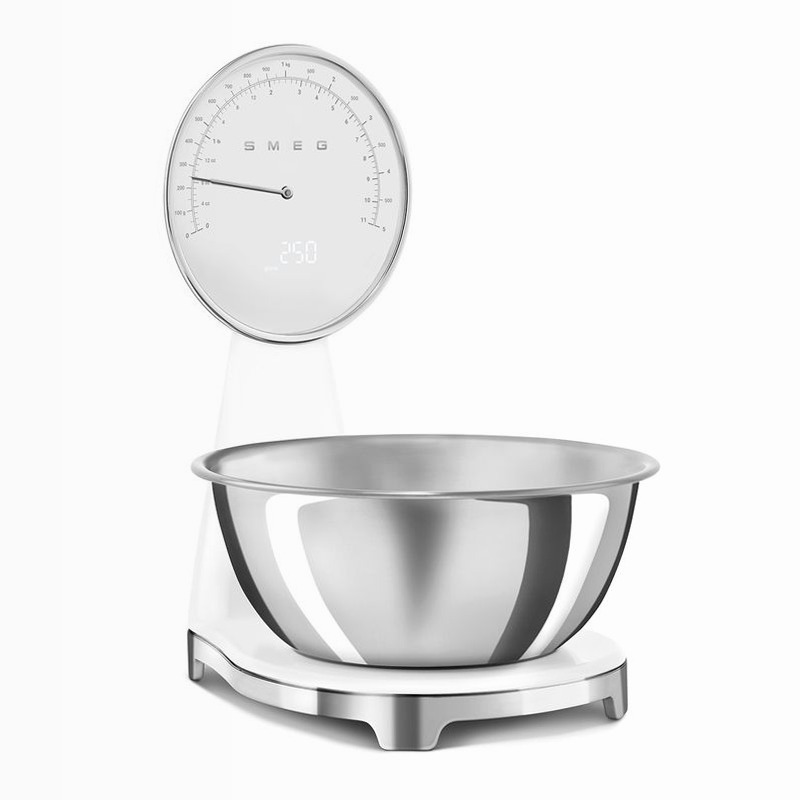 Bilancia da cucina analogica e digitale Bianco, Lucido Estetica 50's Style