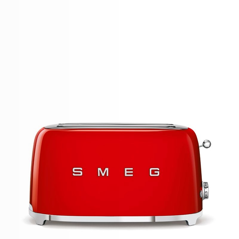 Tostapane Rosso 2x4 Lucido Estetica 50's Style 4 Acciaio