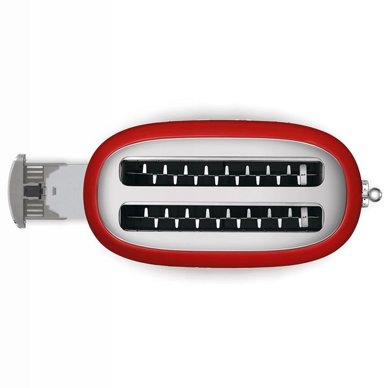Tostapane Rosso 2x4 Lucido Estetica 50's Style 4 Acciaio