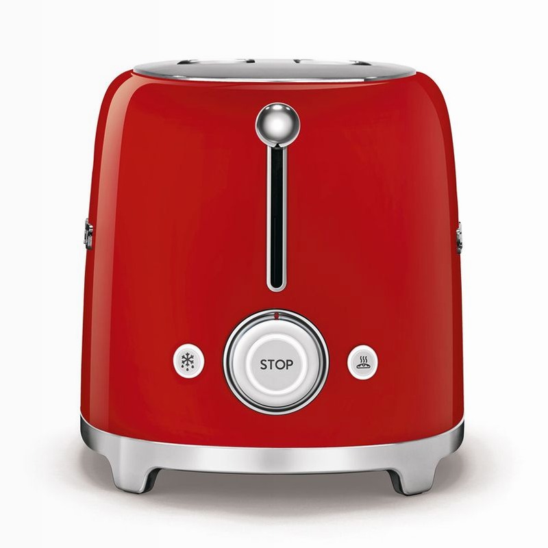 Tostapane Rosso 2x4 Lucido Estetica 50's Style 4 Acciaio