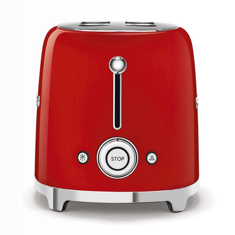 Tostapane Rosso 2x4 Lucido Estetica 50's Style 4 Acciaio