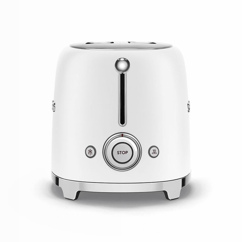 Tostapane Bianco 2 Fette Opaco Estetica 50's Style Acciaio