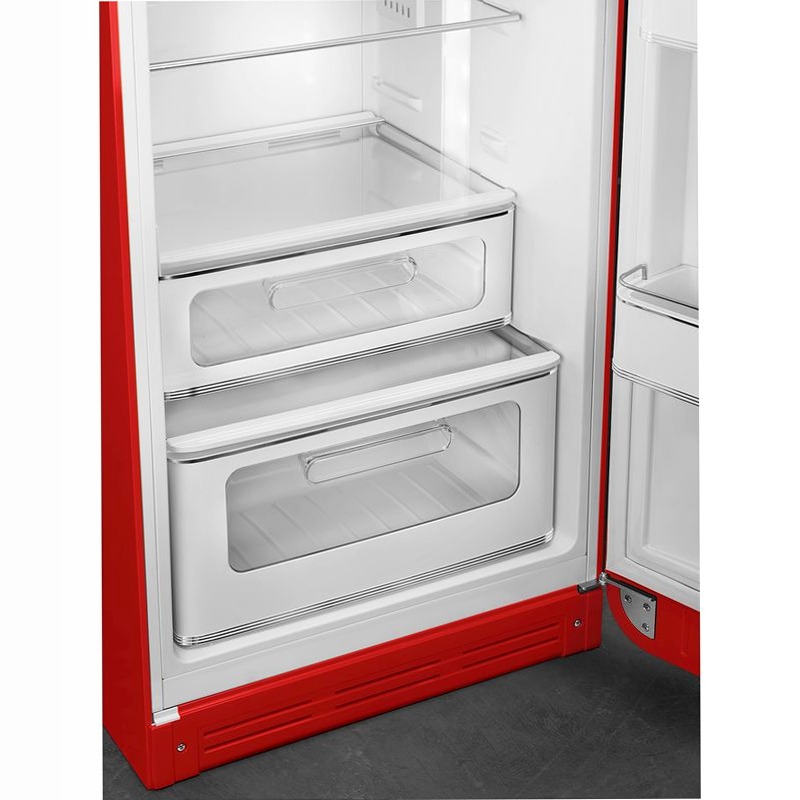 Frigorifero Rosso Doppia-Porta, Stile 50's Cromo C Libera