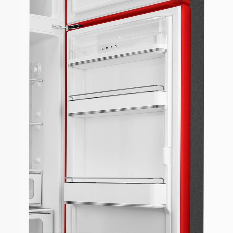 Frigorifero Rosso Doppia-Porta, Stile 50's Cromo C Libera