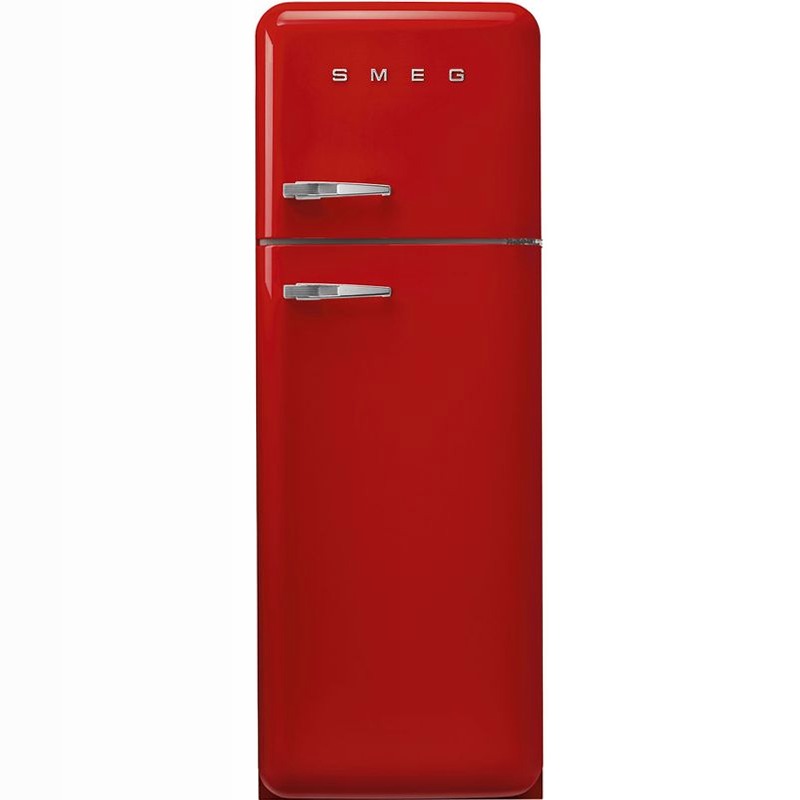 Frigorifero Rosso Doppia-Porta, Stile 50's Cromo C Libera