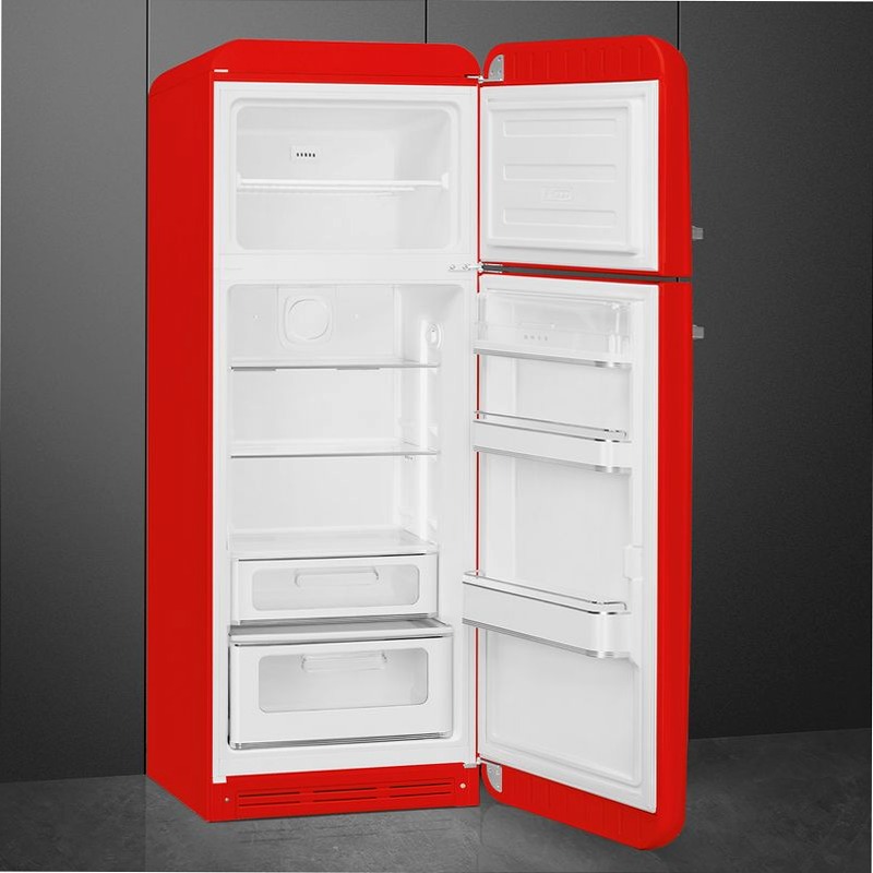 Frigorifero Rosso Doppia-Porta, Stile 50's Cromo C Libera