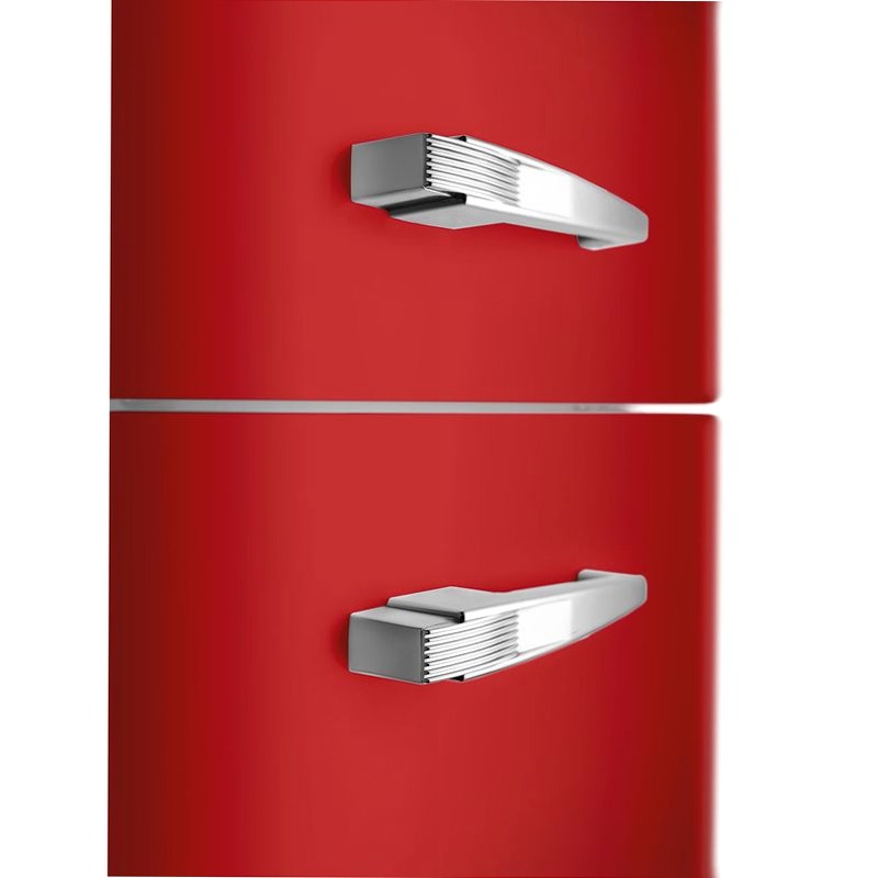 Frigorifero Rosso Doppia-Porta, Stile 50's Cromo C Libera