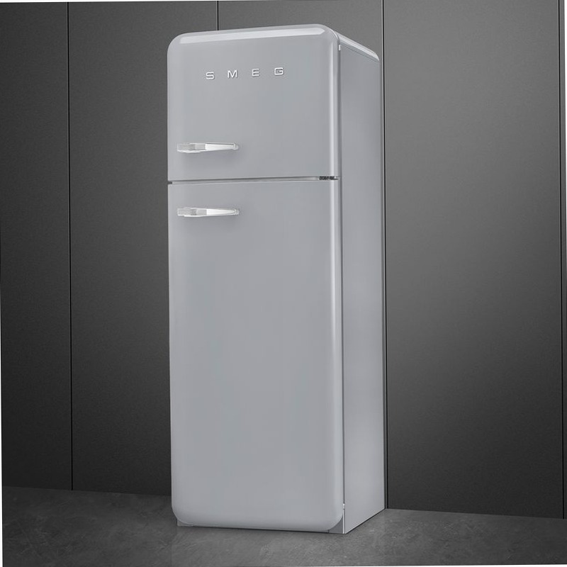 Frigorifero Silver Doppia-Porta, Stile 50's Cromo C Libera