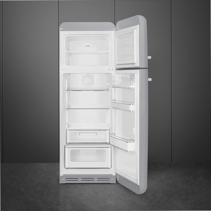 Frigorifero Silver Doppia-Porta, Stile 50's Cromo C Libera