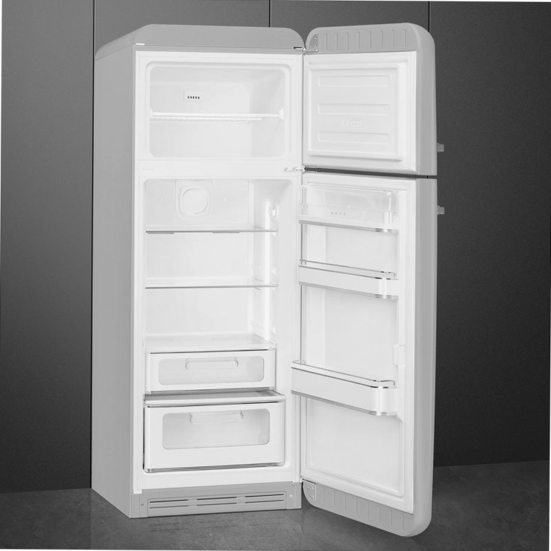 Frigorifero Silver Doppia-Porta, Stile 50's Cromo C Libera