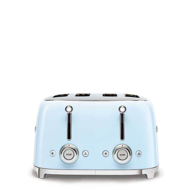 Tostapane Azzurro 4x4 Lucido Estetica 50's Style Acciaio