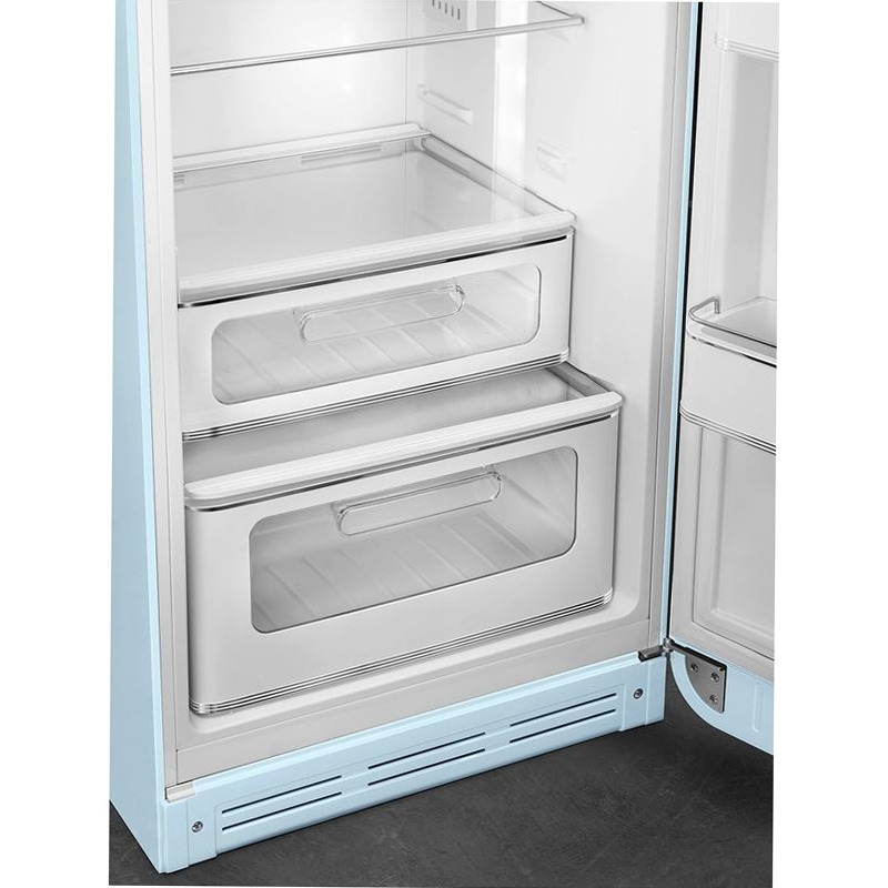 Frigorifero Azzurro Doppia-Porta, Stile 50's Cromo C Libera