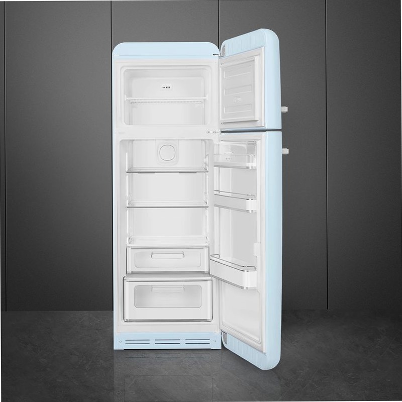 Frigorifero Azzurro Doppia-Porta, Stile 50's Cromo C Libera