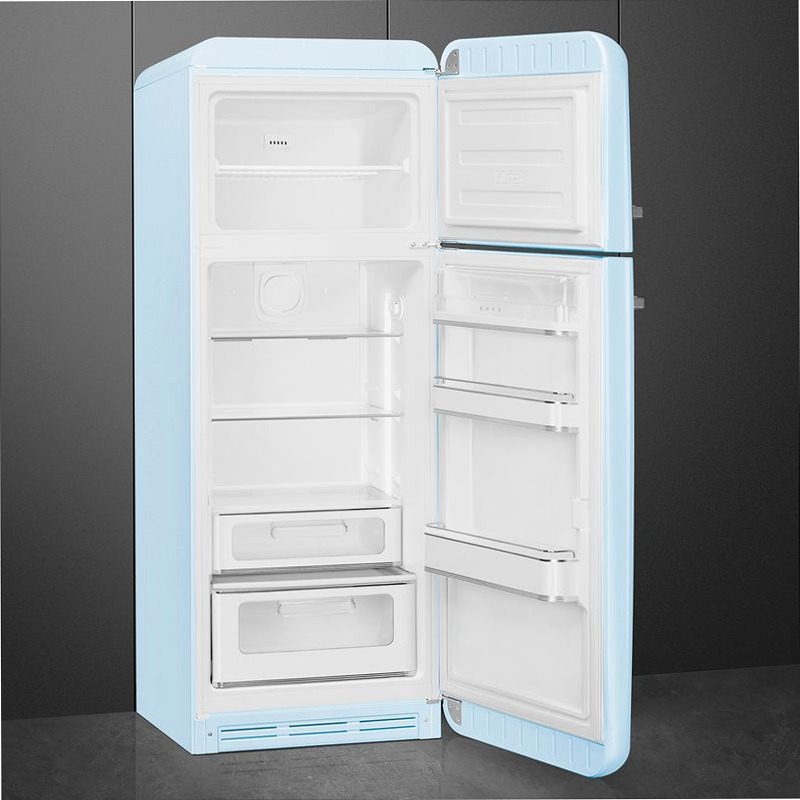 Frigorifero Azzurro Doppia-Porta, Stile 50's Cromo C Libera