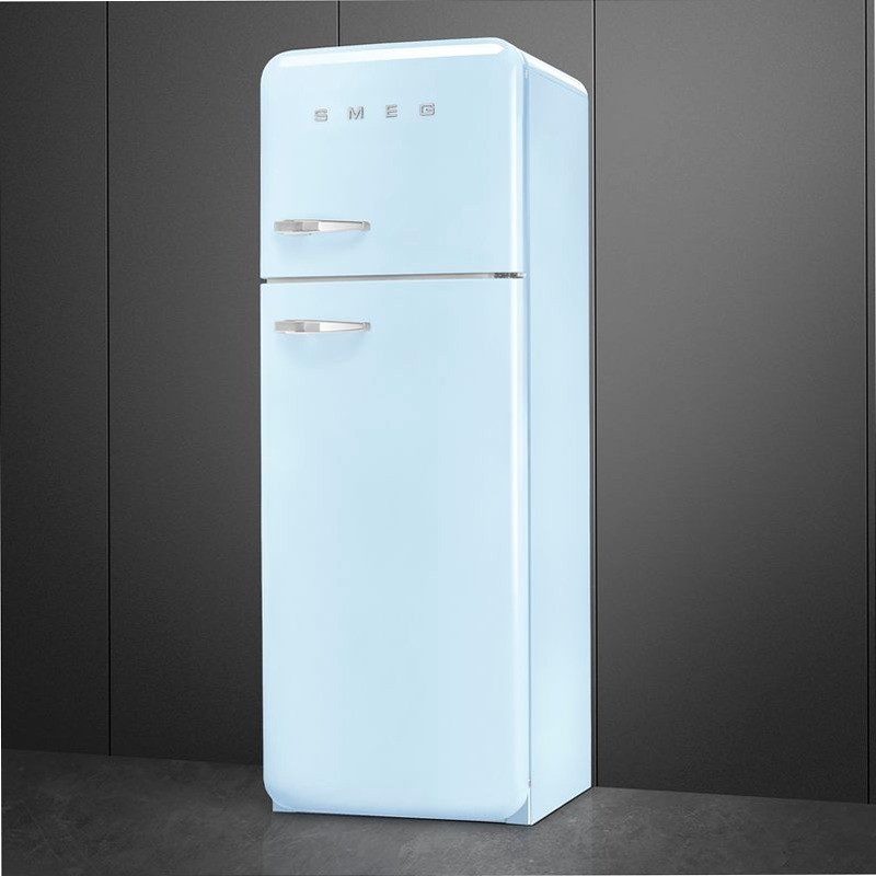 Frigorifero Azzurro Doppia-Porta, Stile 50's Cromo C Libera