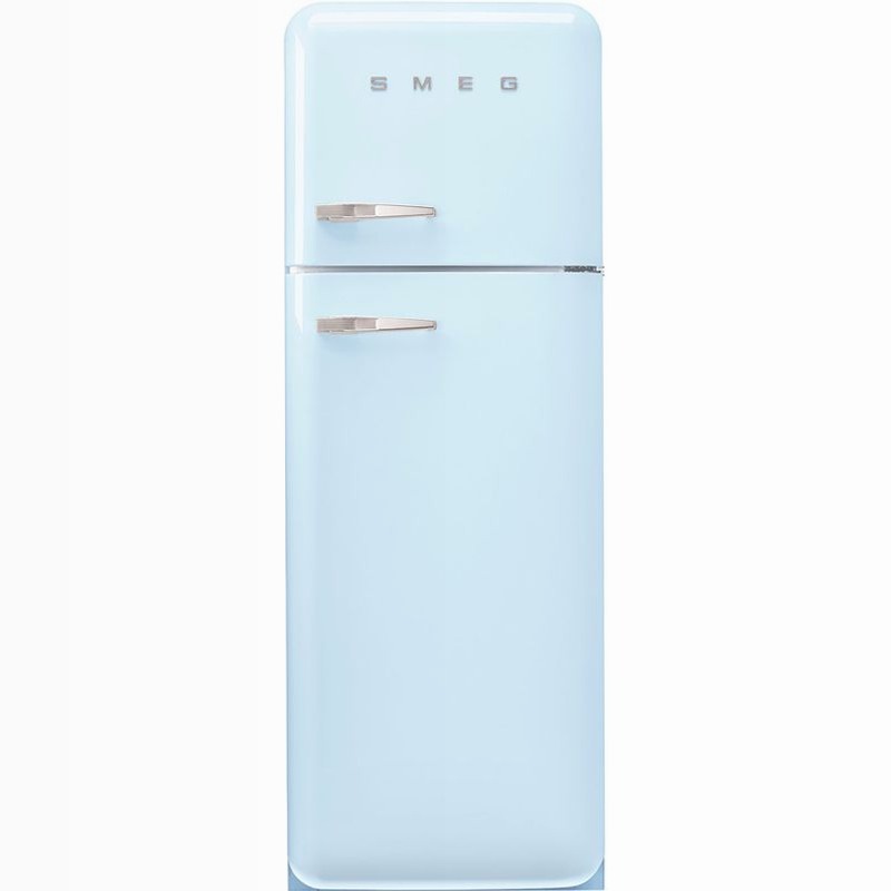 Frigorifero Azzurro Doppia-Porta, Stile 50's Cromo C Libera