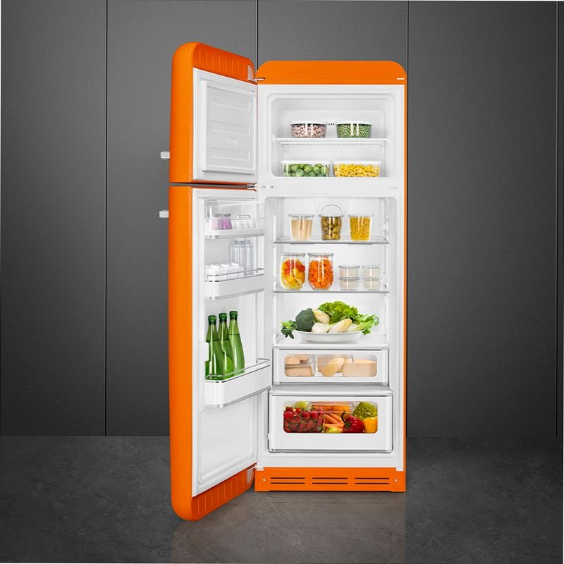 Frigorifero Arancione Doppia-Porta, Stile 50's